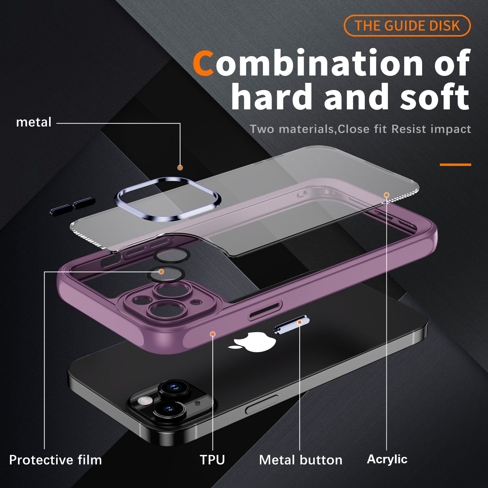 Transparent Phone Case for iPhone 15 Plus , Camera Lens Protector Acrylic+TPU Phone Back Cover - Light Purple Transparent Phone Case for iPhone 15 Plus , Camera Lens Protector Acrylic+TPU Phone Back Cover - Light Purple